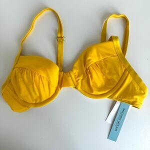 ANTONIO MELANI Bikini Swim Top Yellow Underwire Padded Medium Minimalist Resort